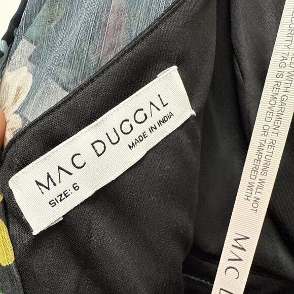 Mac Duggal Size 6 Black Floral 9149 Illusion Cap Sleeve Midi Cocktail Dress New - Picture 10 of 11